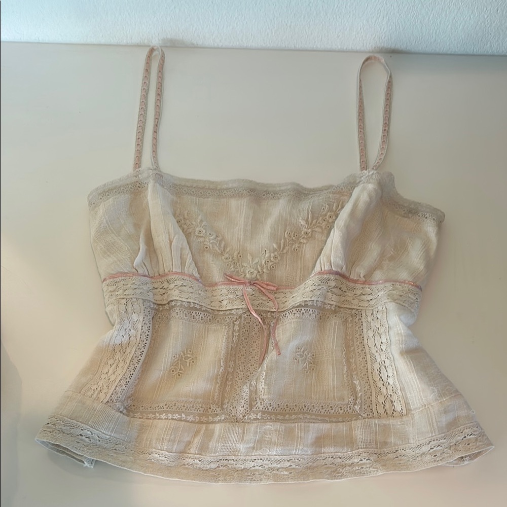 zara cream lace pink bow ribbon strap dani